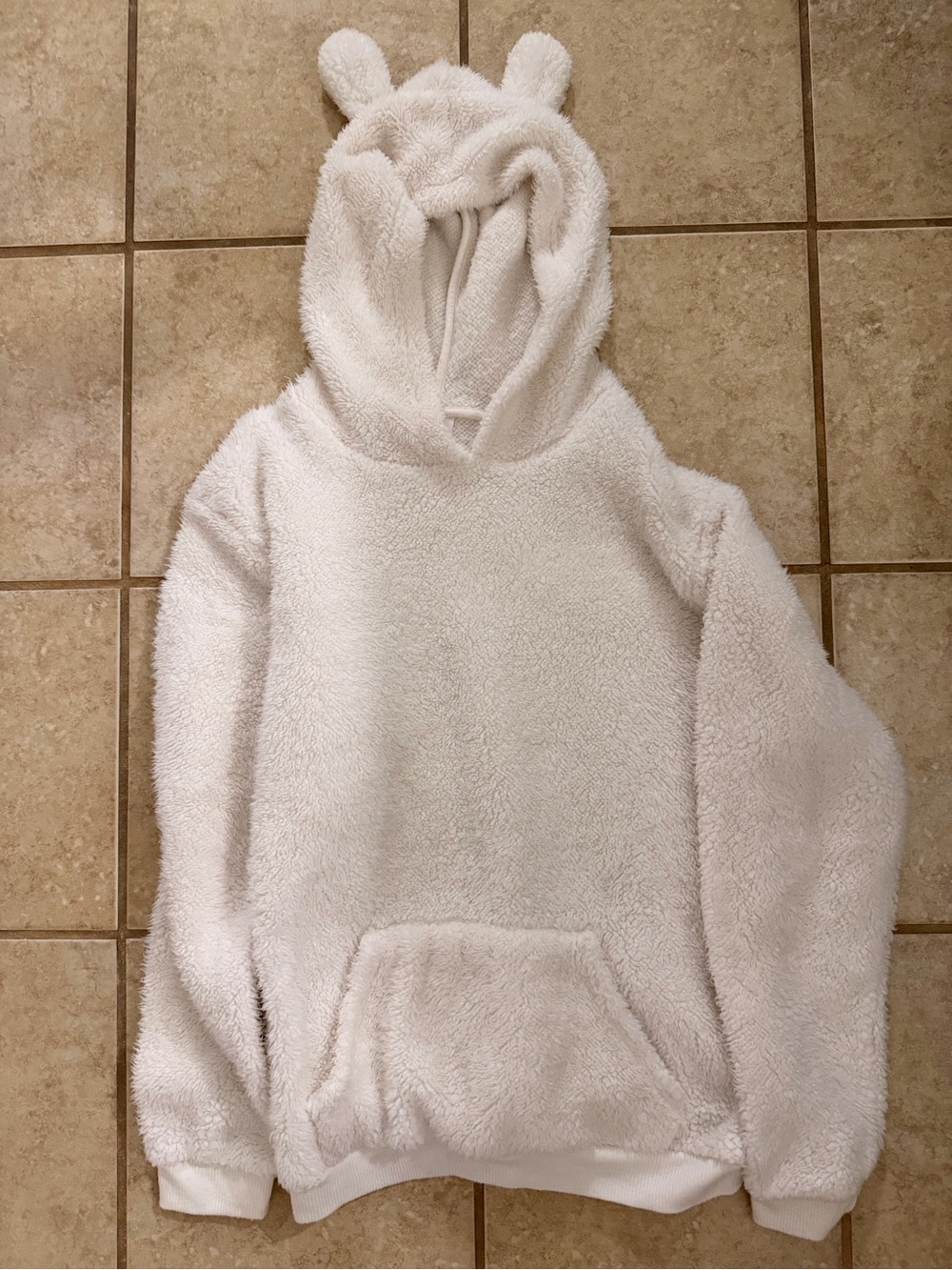 Wondershop White Sherpa Teddy Bear Ear Hoodie Pullover